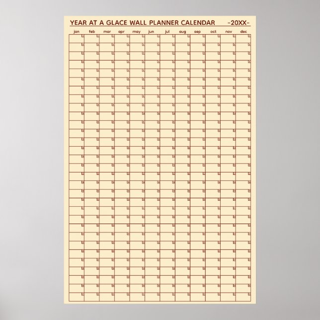 Poster Calendário Planejador Anual na Parede Sem Data (Frente)