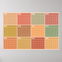 Poster Calendário Planejador Boho Tons Terrosos Sem Data