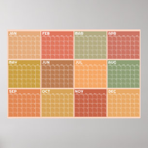 Poster Calendário Planejador Boho Tons Terrosos Sem Data