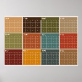 Poster Calendário Planejador de Cores Quentes de Outono e