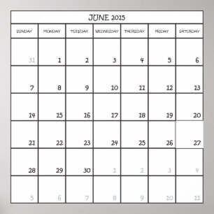PÓSTER CALENDÁRIO PLANEJADOR DE JUNHO DE 2015