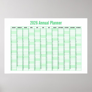 Poster Calendário Planejador de Parede Ano a Vista 2026
