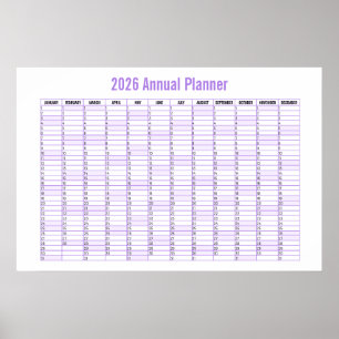 Poster Calendário Planejador de Parede Ano a Vista 2026
