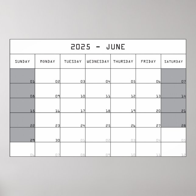 Poster calendário planejador junho 2025 espaço para notas (Frente)
