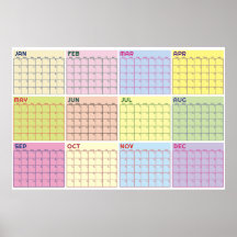 Calendário Planejador Mensal Colorido Sem Data em 