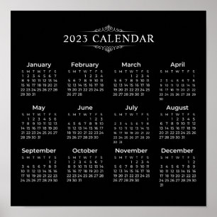 Poster Calendário Preto 2023 Simples, Mas Elegante POST