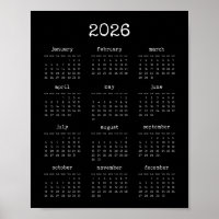 Calendário preto minimalista fonte de máquina de e