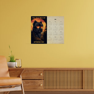 Poster Calendário Retroativo do Sunset Affenpinscher 2025