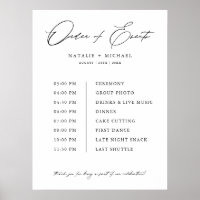 Calendário Simples da Programação de Casamento de 