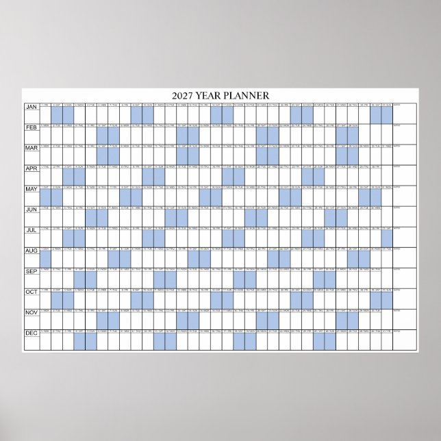 Poster Calendário Simples de Planeamento de Parede 2027 A (Frente)