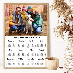 Poster Calendário Simples Moderno de 12 Meses com Foto Pe