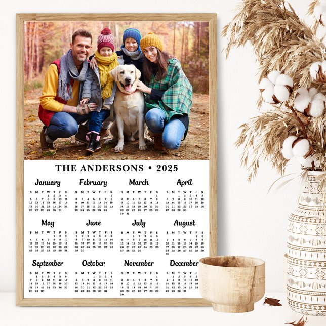 Poster Calendário Simples Moderno de 12 Meses com Foto Pe (Criador carregado)