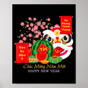 Poster Calendário Tet Ano Novo Lunar Vietnamita 2025 Feli