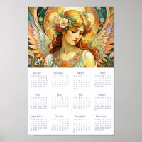 Calendário Vintage Angel Art Deco 2025.