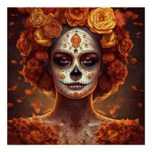 Póster Calêndula Catrina Dia dos Mortos