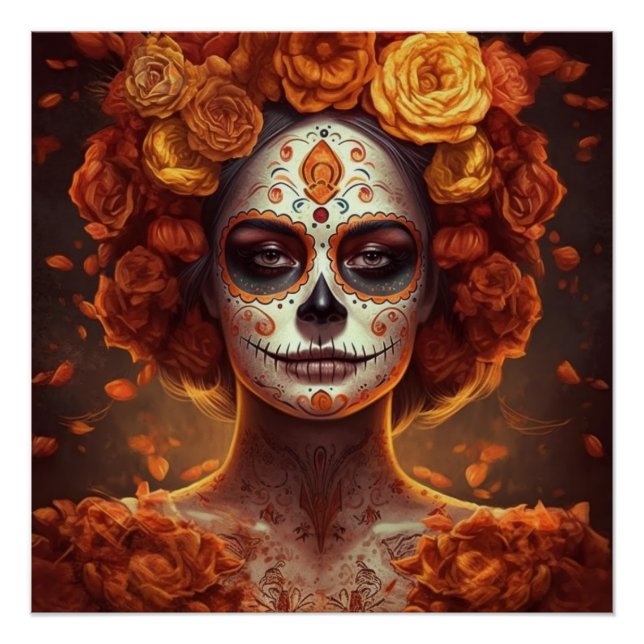 Póster Calêndula Catrina Dia dos Mortos (Frente)
