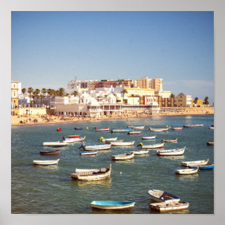 Poster Caleta Beach Em Cádis, Andaluzia, Espanha