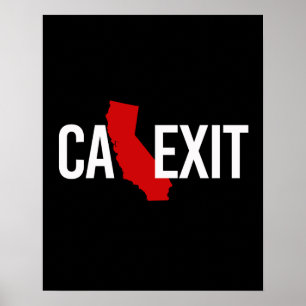 Poster Calexit - California Exit - vermelho branco - - -