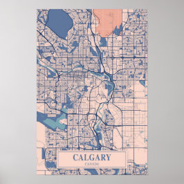 Poster Calgary Canada Breezy City Map Travel