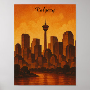 Poster Calgary Canada Viagens vintage CItyscape