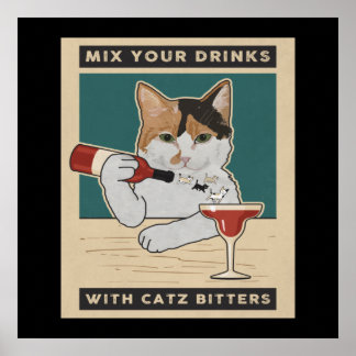 Poster Calico Cat Bartender