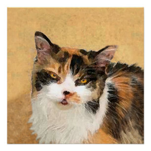 Póster Calico Cat Painting - Gato Original Bonito