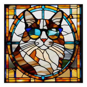 Póster Calico Cat StainGlass