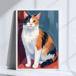 Poster Calico Cat | Watercolor Pretty Kitten Cat Pet