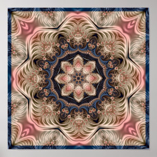 Poster Calidoscópio de Flor Fractal