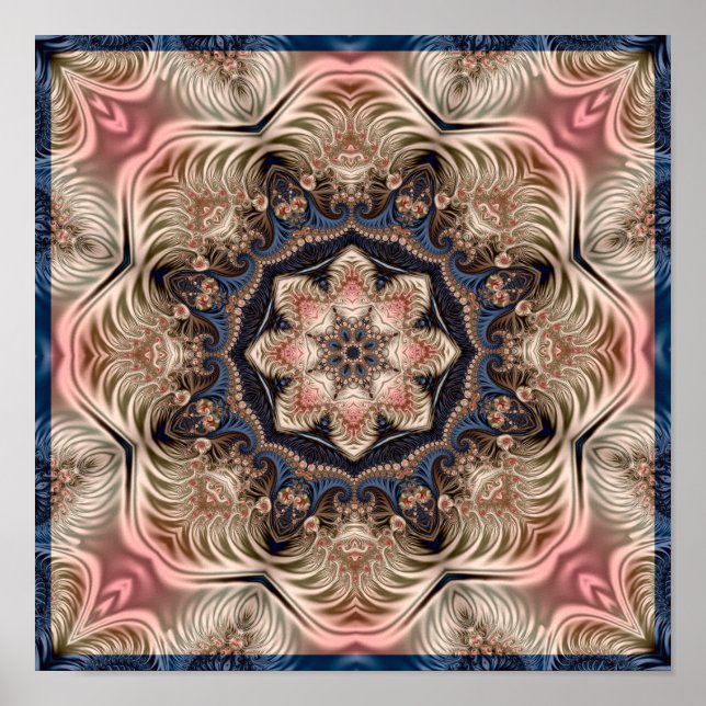 Poster Calidoscópio de Flor Fractal (Frente)
