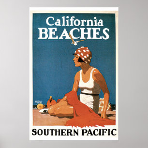 Póster California Beaches Viagens vintage