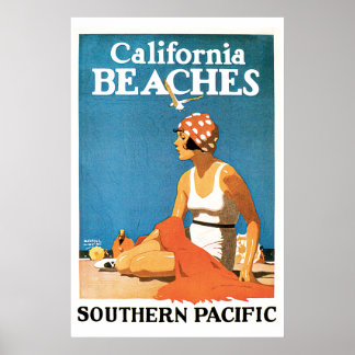 Póster California Beaches Viagens vintage