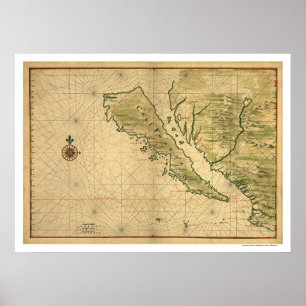 Póster Califórnia como uma ilha 1650