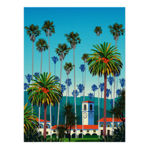 Póster California Dreaming: City Park com Palm Trees