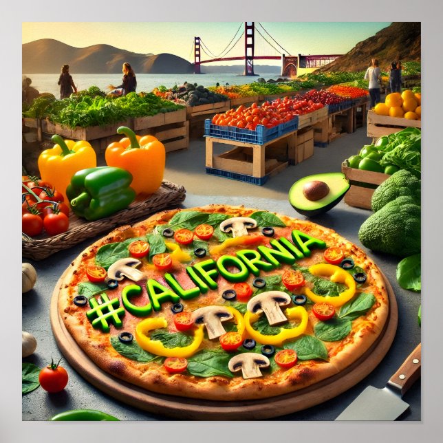 Poster California Farmers Market Veggie Pizza Design (Frente)