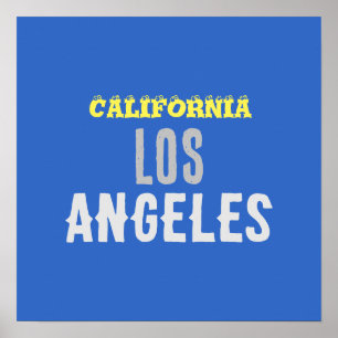 Poster California Los Angeles City USA Retro Vintage Blue