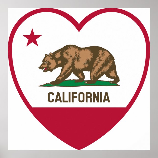 Póster California Love - California Flag Heart (Frente)