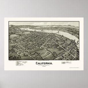 Poster Califórnia, mapa panorâmico do PA - 1902