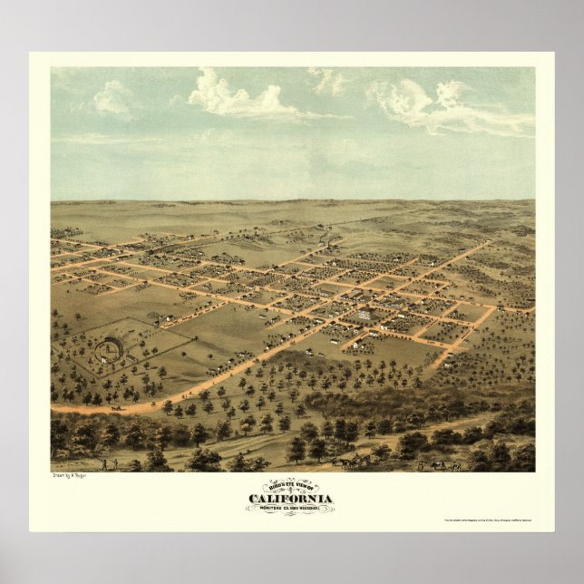 Poster Califórnia, MO Panorâmica Map - 1869 (Frente)
