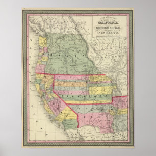 Póster Califórnia, Oregon, Utá, New mexico 3