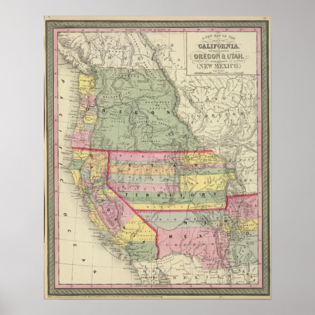Póster Califórnia, Oregon, Utah, Novo México 3 (Frente)