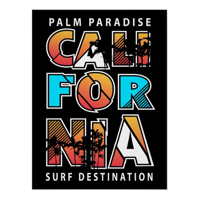Póster California Palm Paradise: Um Sonho de Surf (Frente)