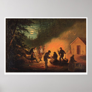 Póster California Pioneers Around a Campfire (0131A)
