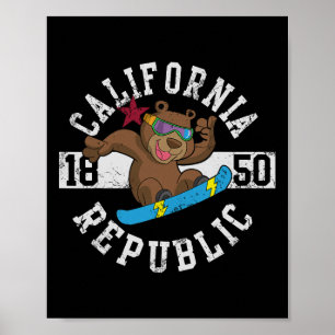 Poster California Republic Bear Snowboarder Snowboard