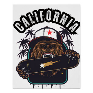 Póster Califórnia República Cali Flag Socal Norcal Cencal