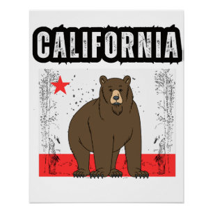 Póster Califórnia República Cali Flag Socal Norcal Cencal