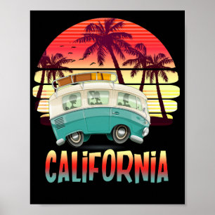 Poster California Retro Surf Vintage Surfer Distúrbio