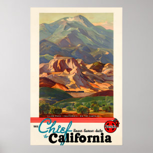 Poster Califórnia - Santa Fe Chief Railroad Vintage