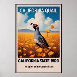 Poster California State Bird - California Quail Vintage