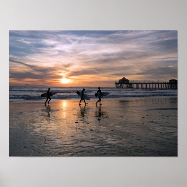 Poster California Surfers no Sunset (Frente)
